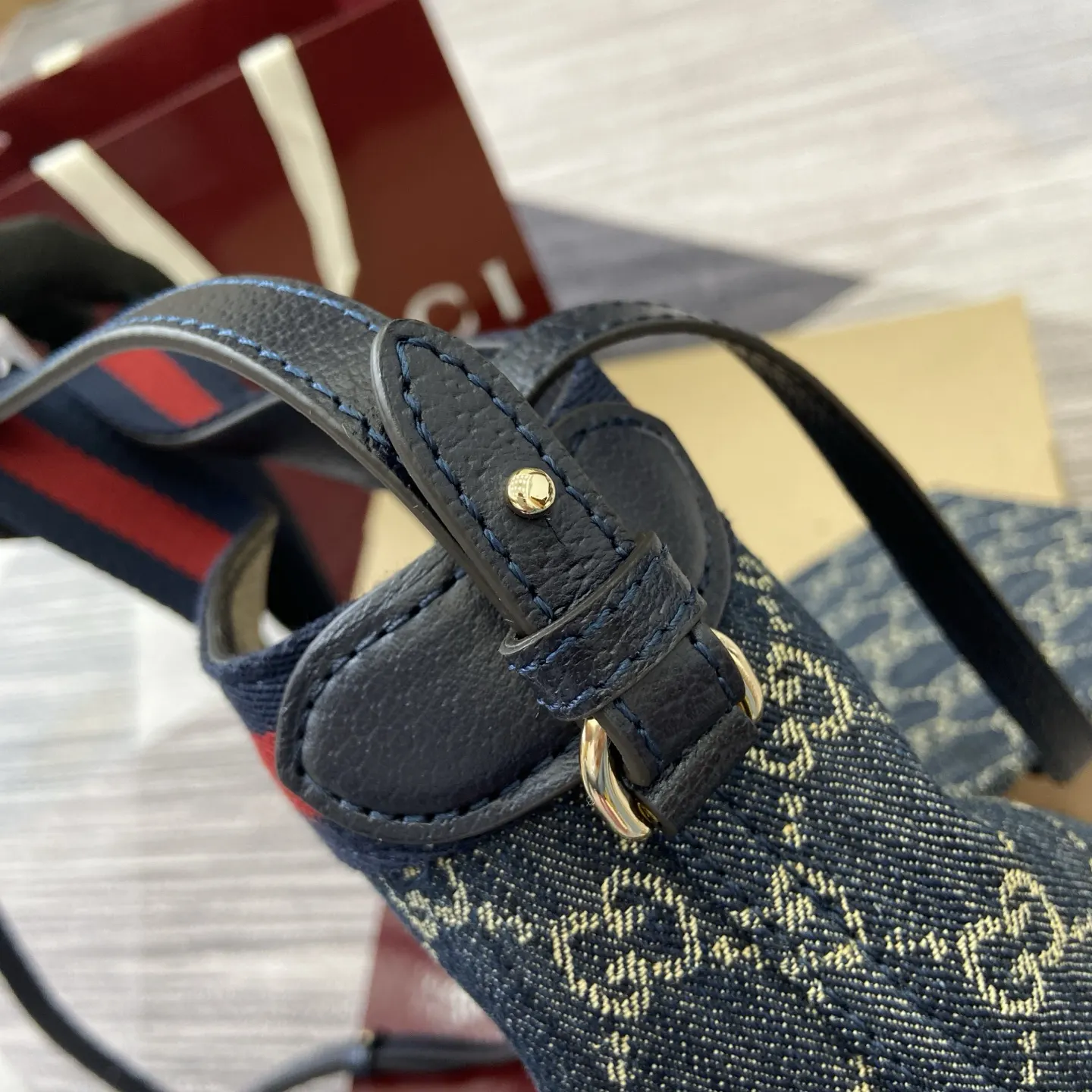 Gucci 藍色 牛仔 手提包 通勤手提款