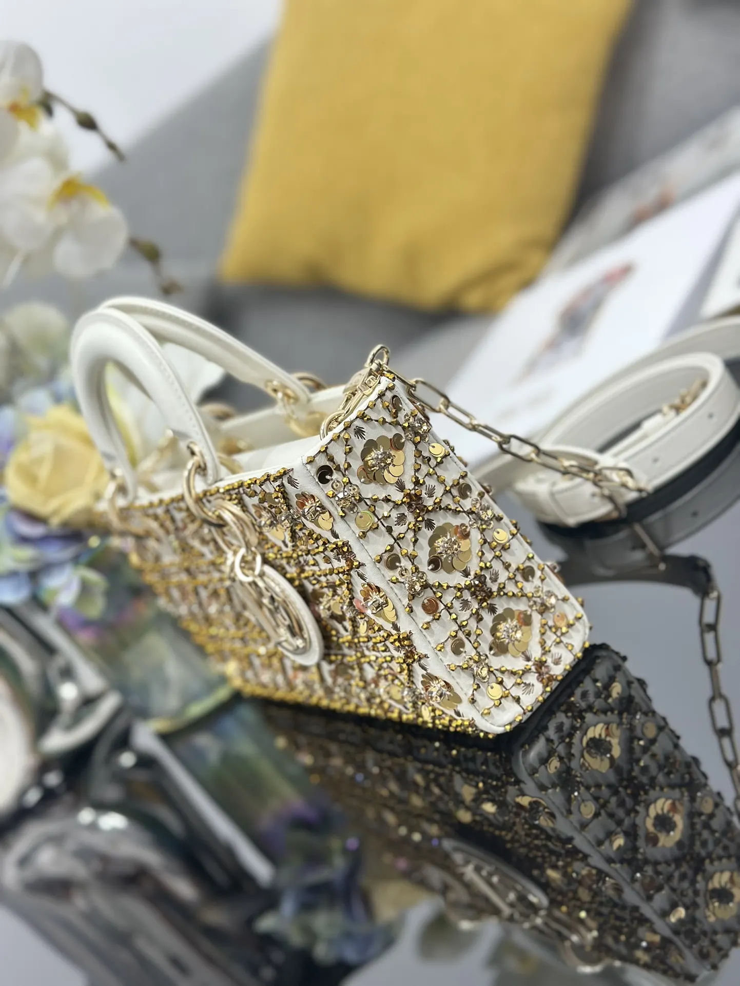 Dior 白色 金色 皮革 鏈條包 精致鏈條款