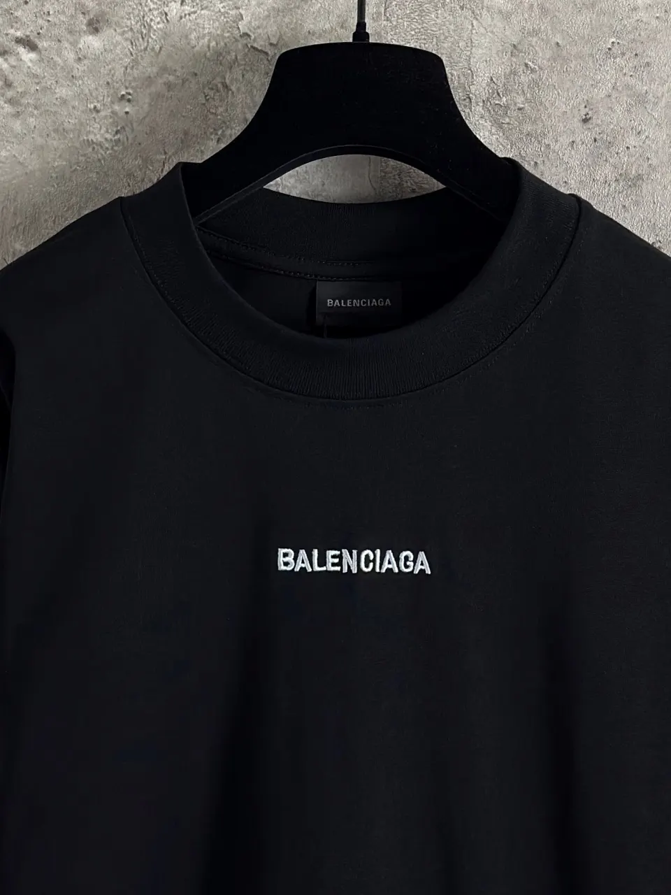 Balenciaga 黑色 字母 刺绣 短袖T恤 街头休闲款