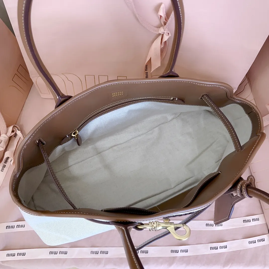 Miu 金色 小牛皮 托特包 大容量托特款