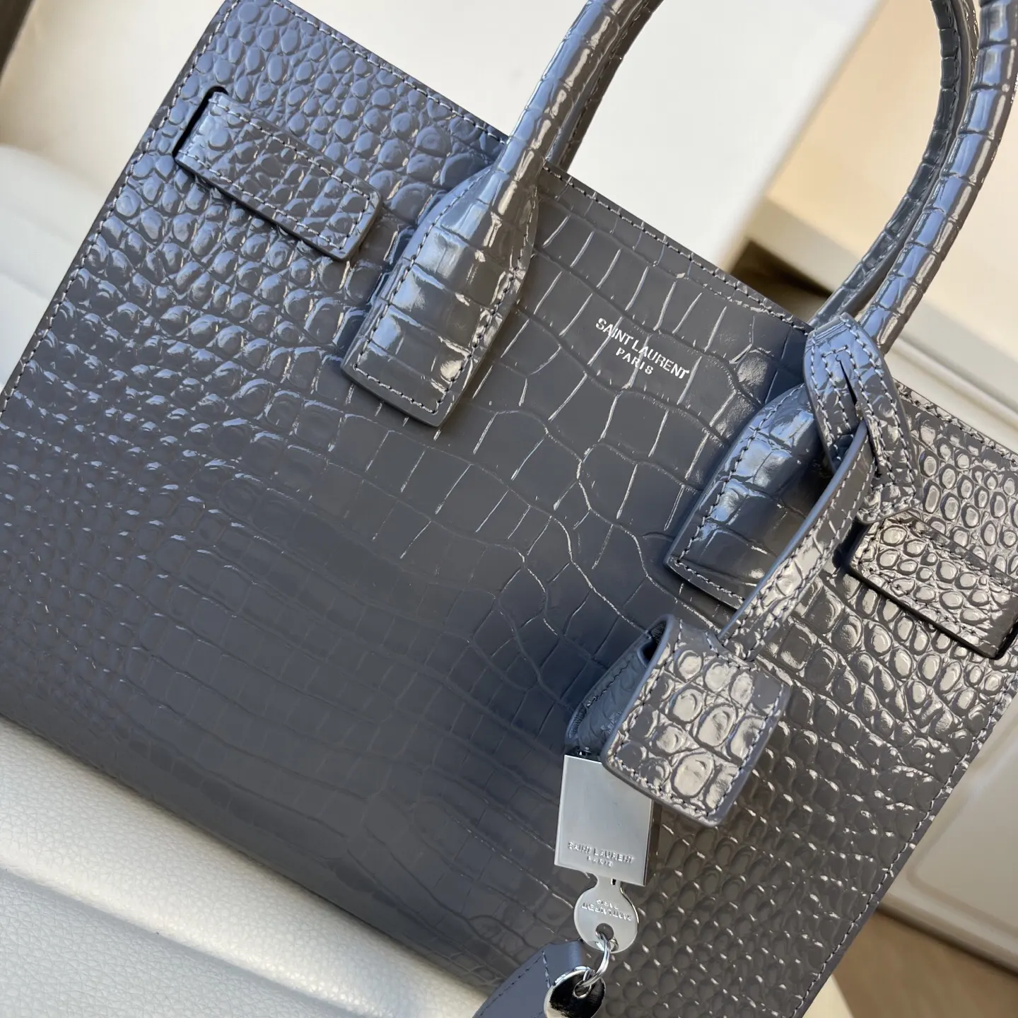 Silver Clutch Bag Leather