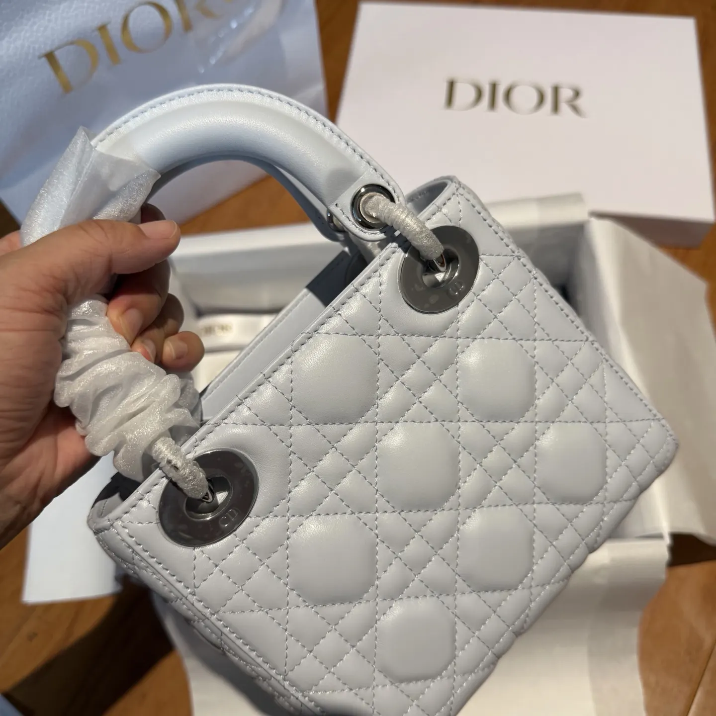 Dior Lady 藍色 羊皮 鏈條包 精致鏈條款