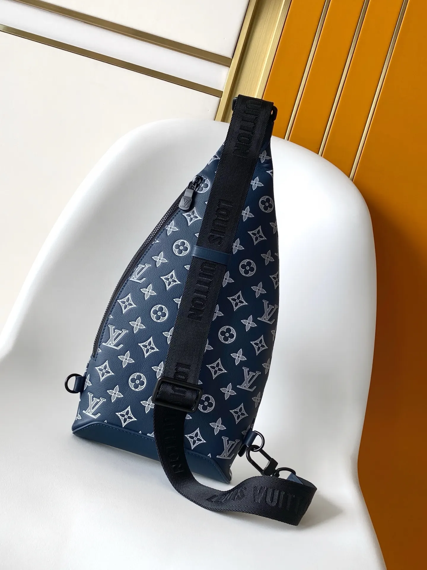 Black Blue Backpack Leather