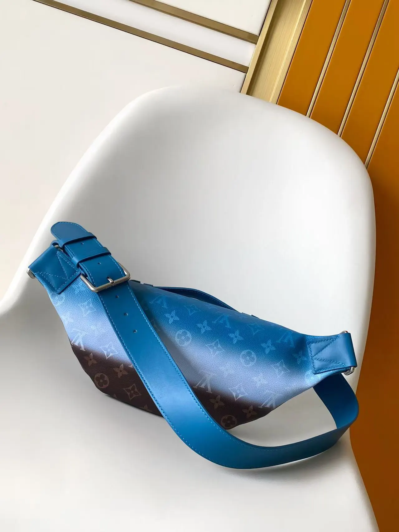 Black Blue Belt Bag Casual Leather