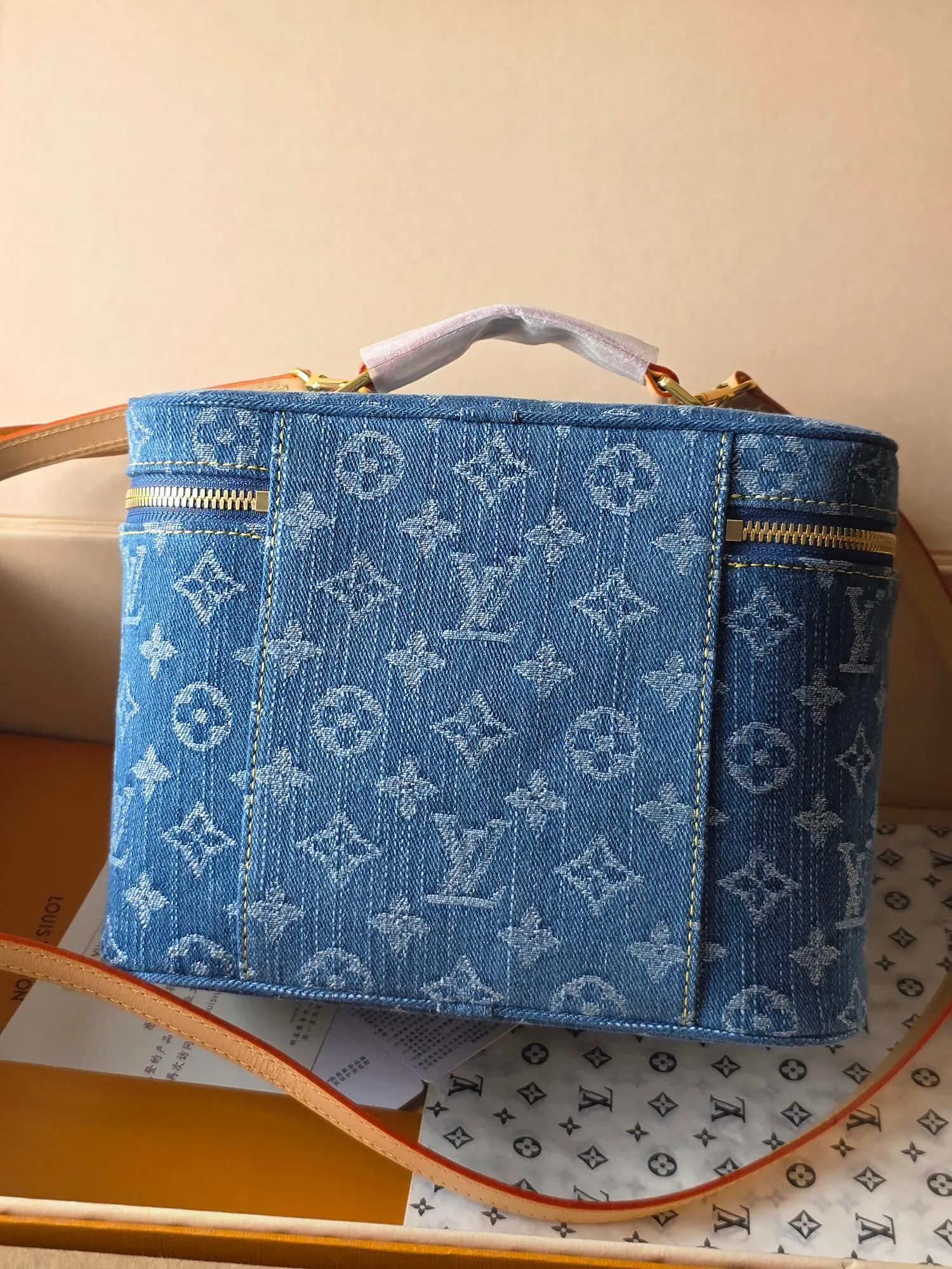 Gold Cosmetic Pouch Leather