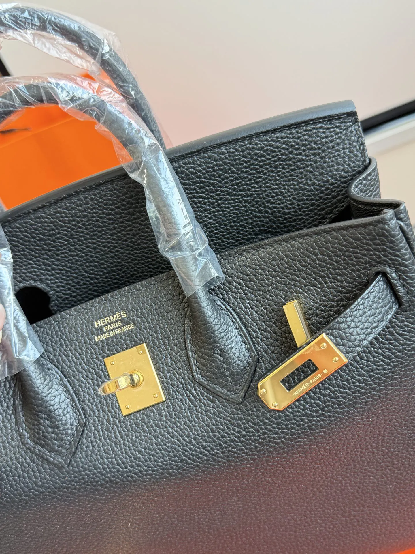 Hermès 羊皮 手提包 黑色