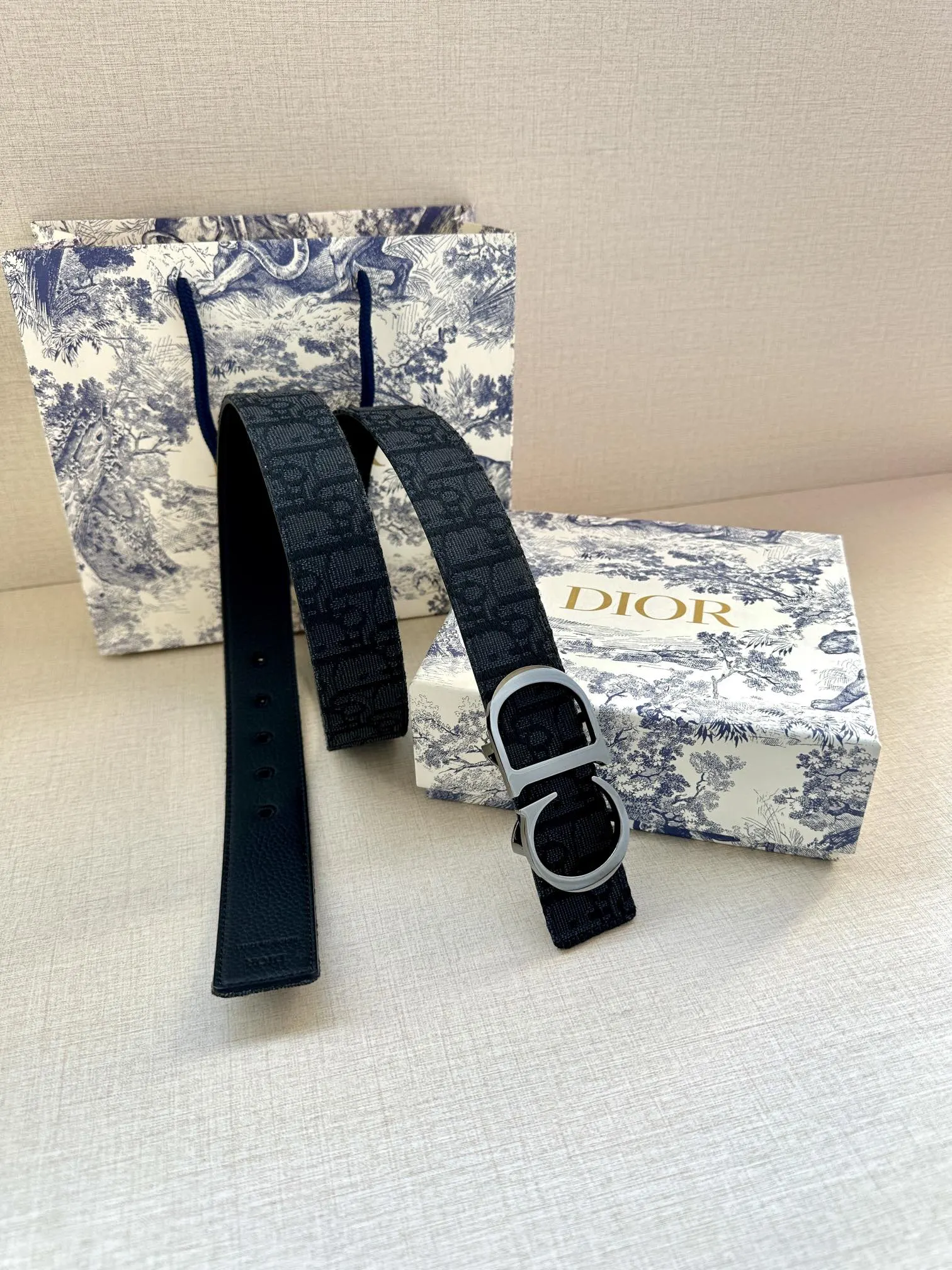 Dior 黑色Oblique腰带 双D扣