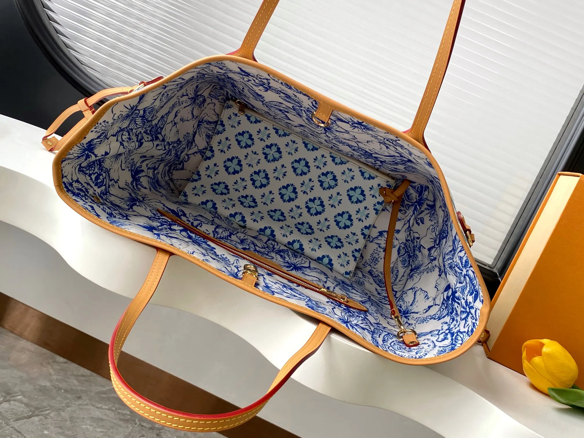 LV Neverfull 蓝色 红色 帆布 托特包 大容量托特款