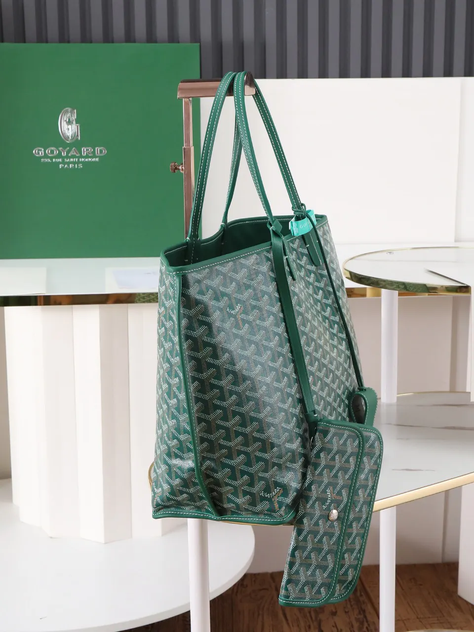 Goyard Green Hobo Shoulder Bag Vintage Canvas