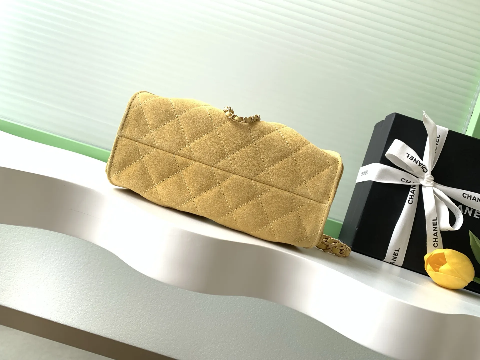 CHANEL 迷你磨砂皮 復古金币纽扣抽绳水桶包 菱格纹 经 鏈條包 精致鏈條款