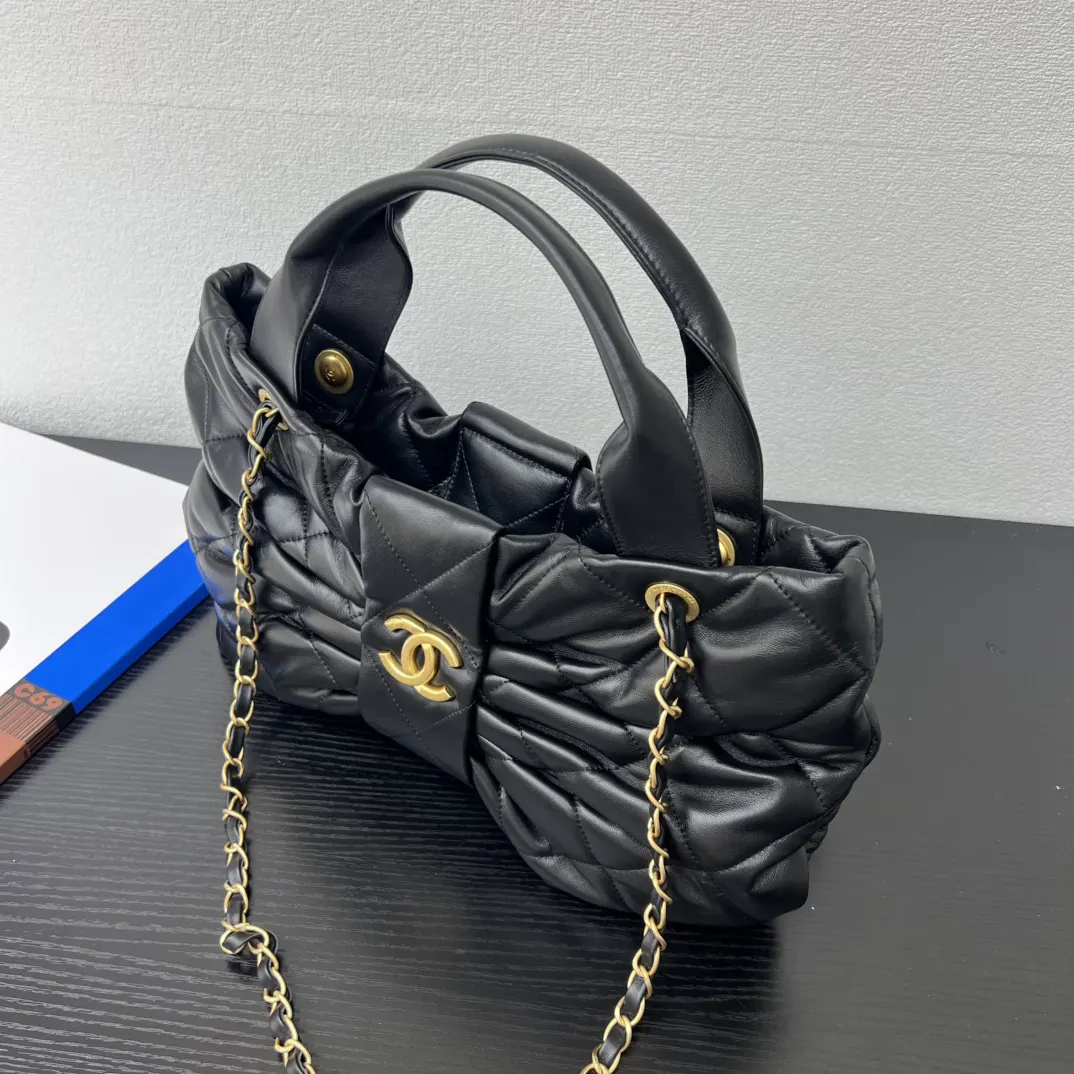 Chanel Black Top Handle Bag Leather