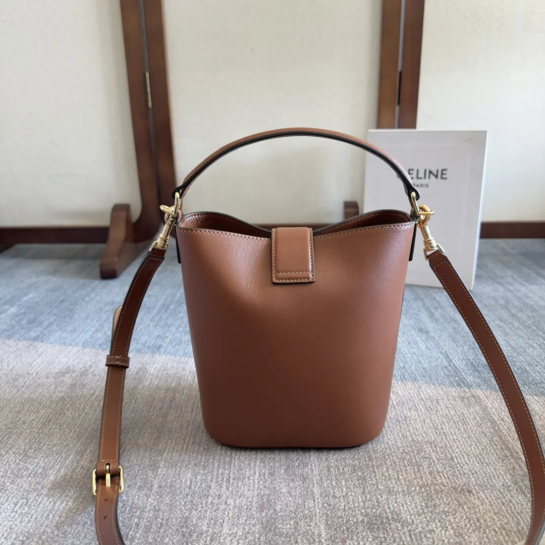 Black Gold Bucket Bag Casual Leather