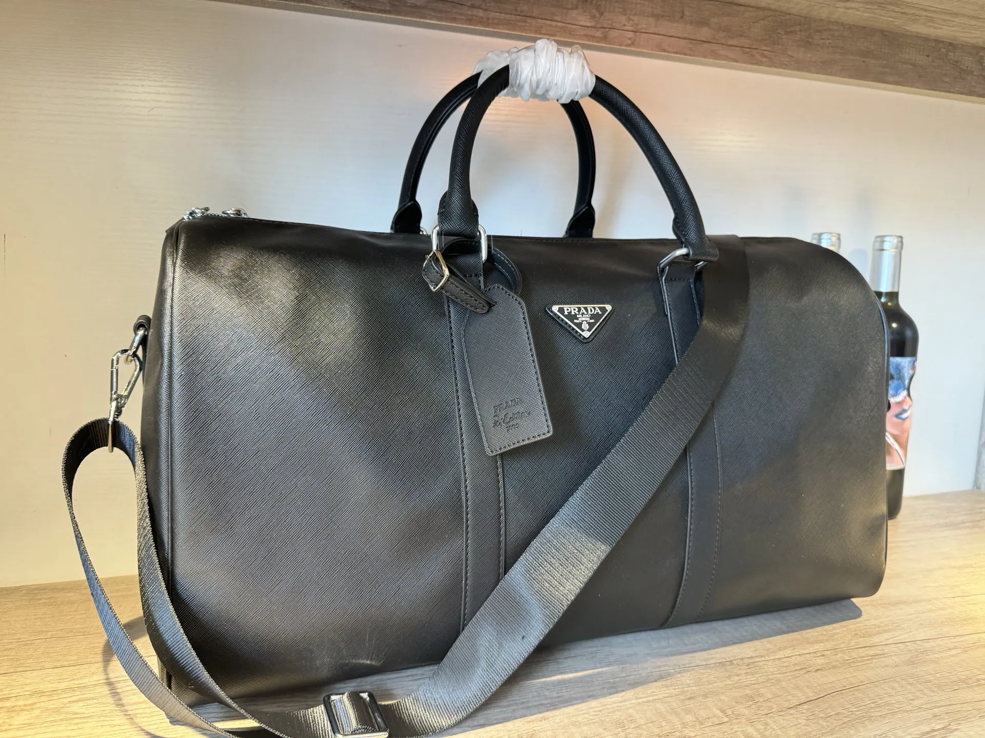 Prada 黑色 白色 尼龍 旅行袋 大容量旅行款