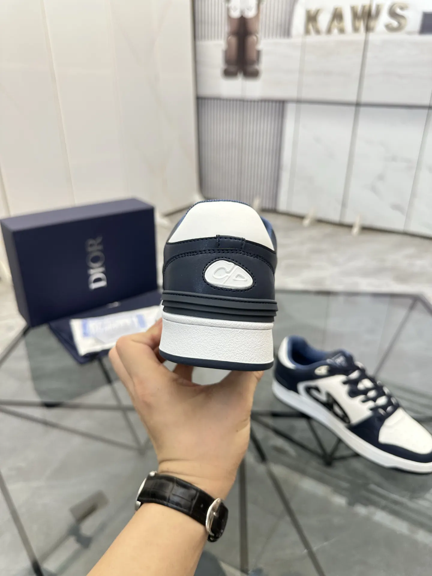 Dior B57 蓝白拼色牛皮休閒鞋