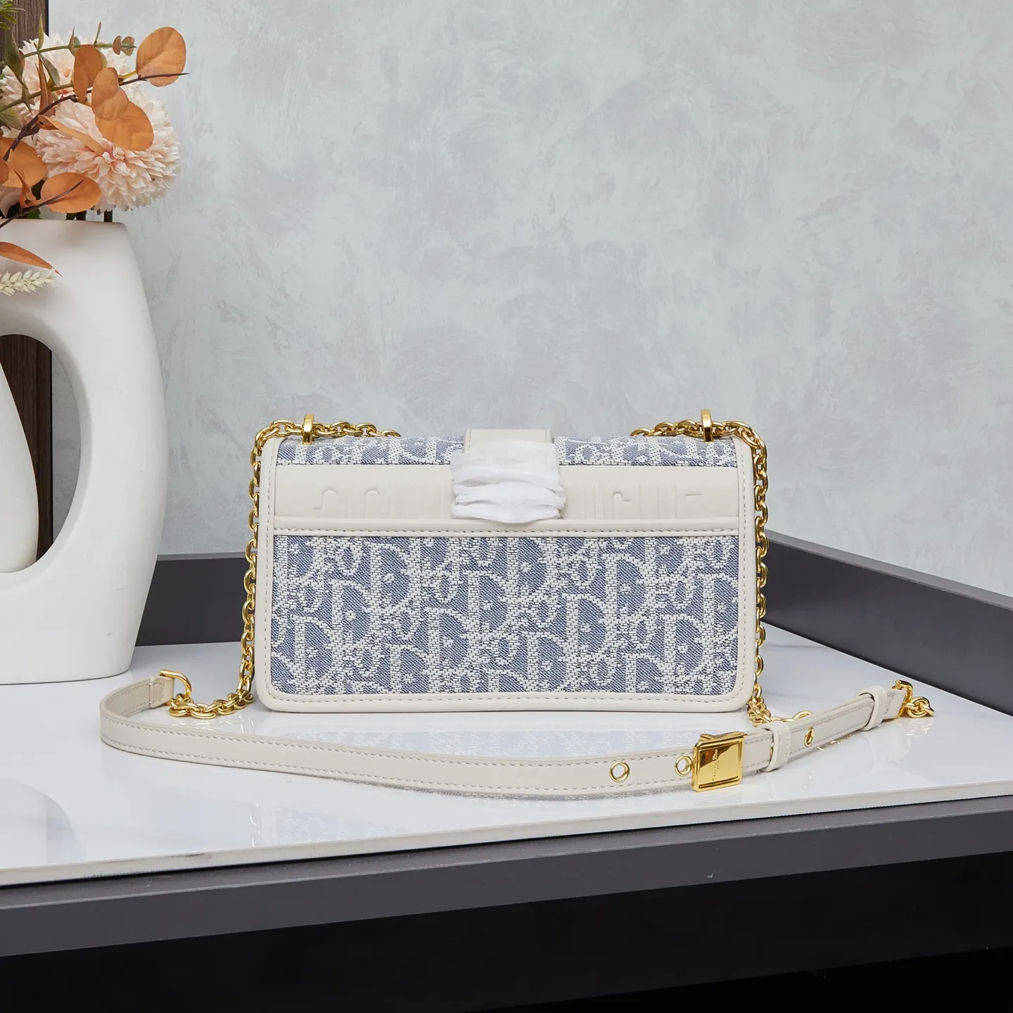 Blue Gold Chain Bag