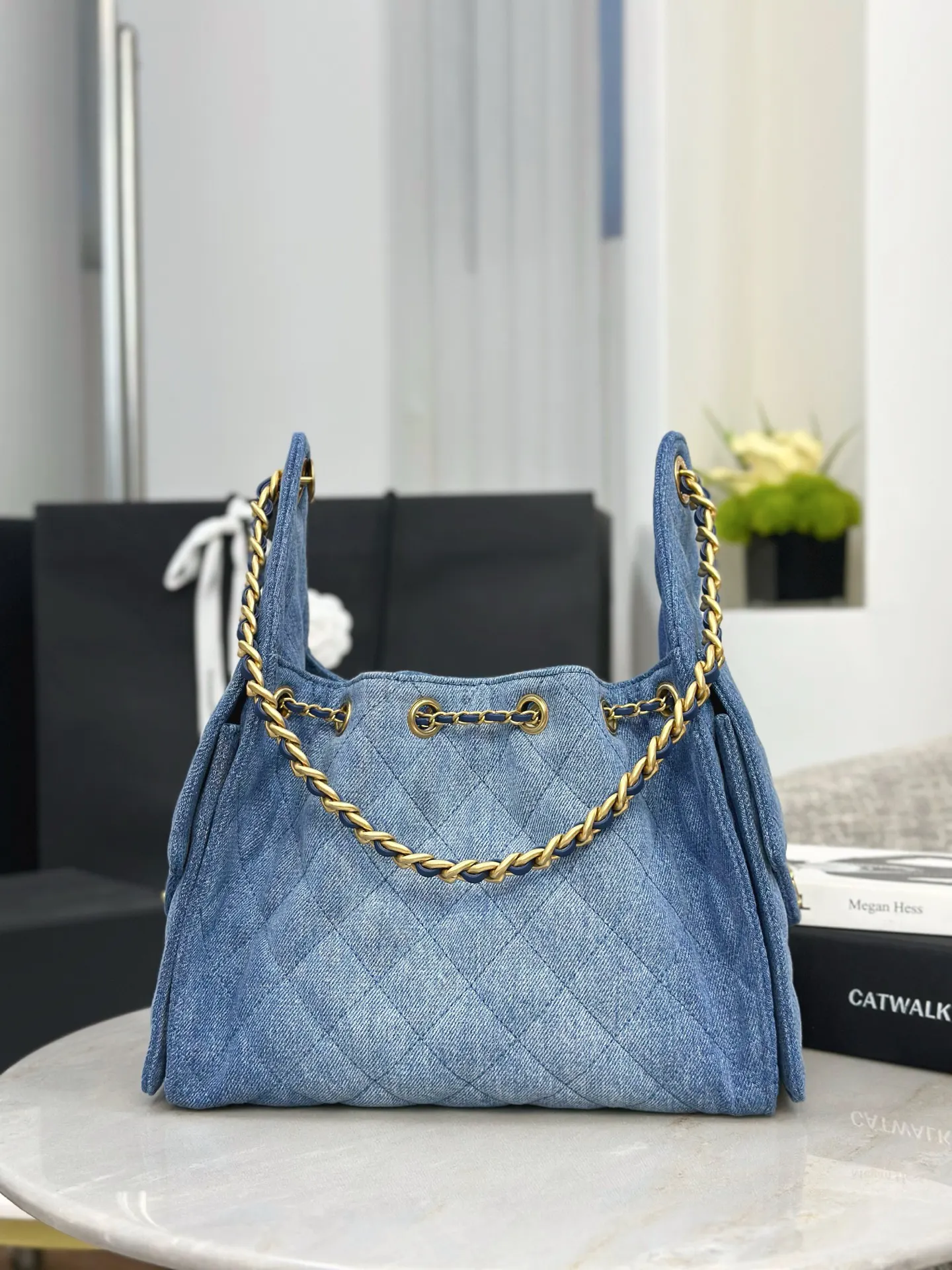 Chanel 牛仔 抽绳 水桶包