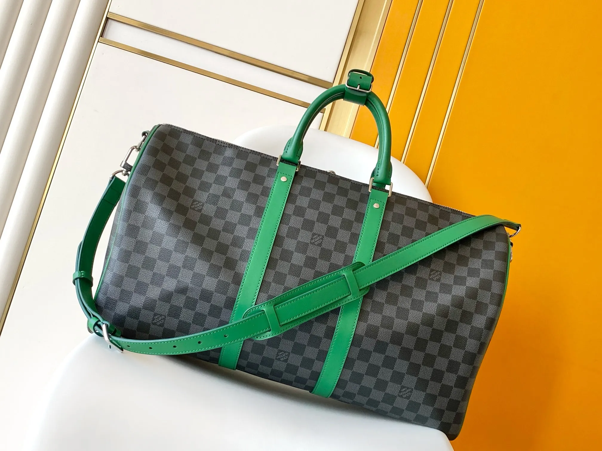Black Green Fashion Item Travel Canvas