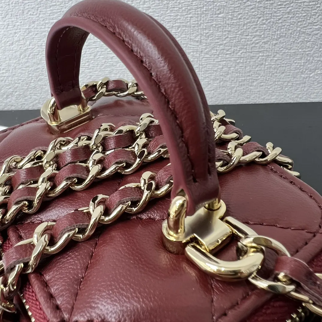Chanel 19 Mini Red Leather Quilted Chain Bag