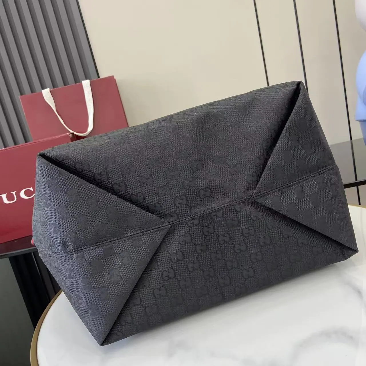 Gucci 黑色 白色 尼龍 托特包 大容量托特款