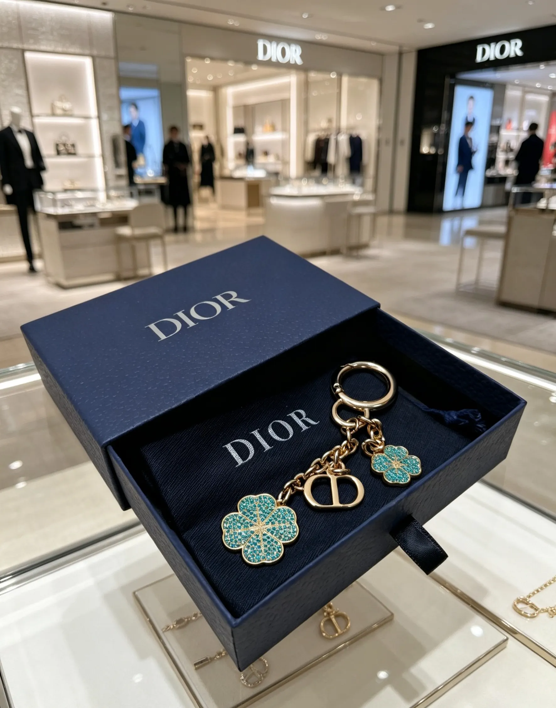 Dior 彩色吊饰钥匙扣 链条配饰款