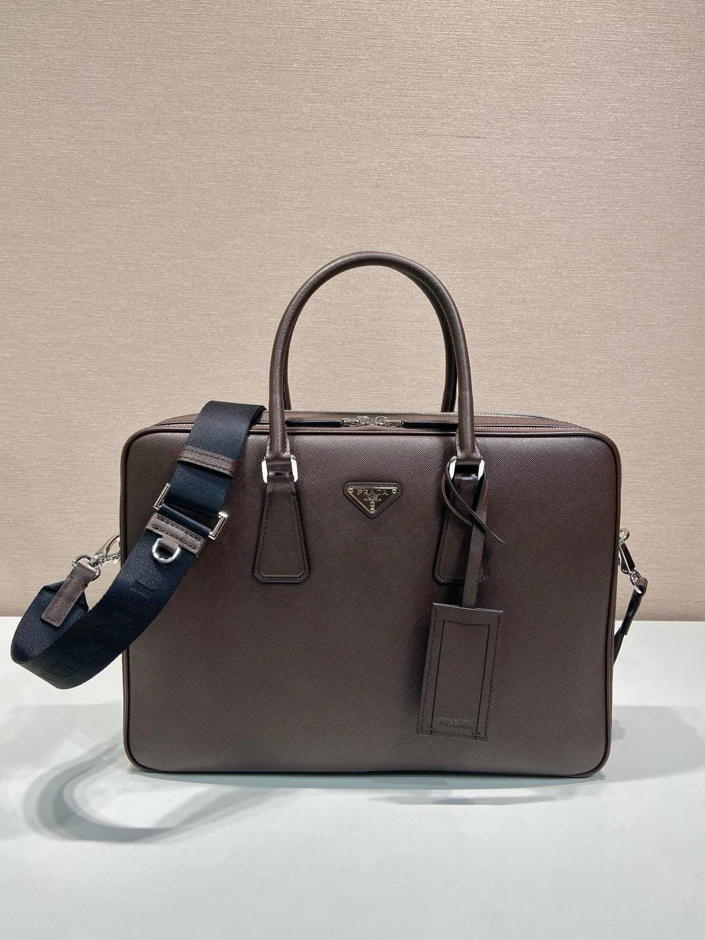 Prada Re-Nylon Leather Saffiano Briefcase