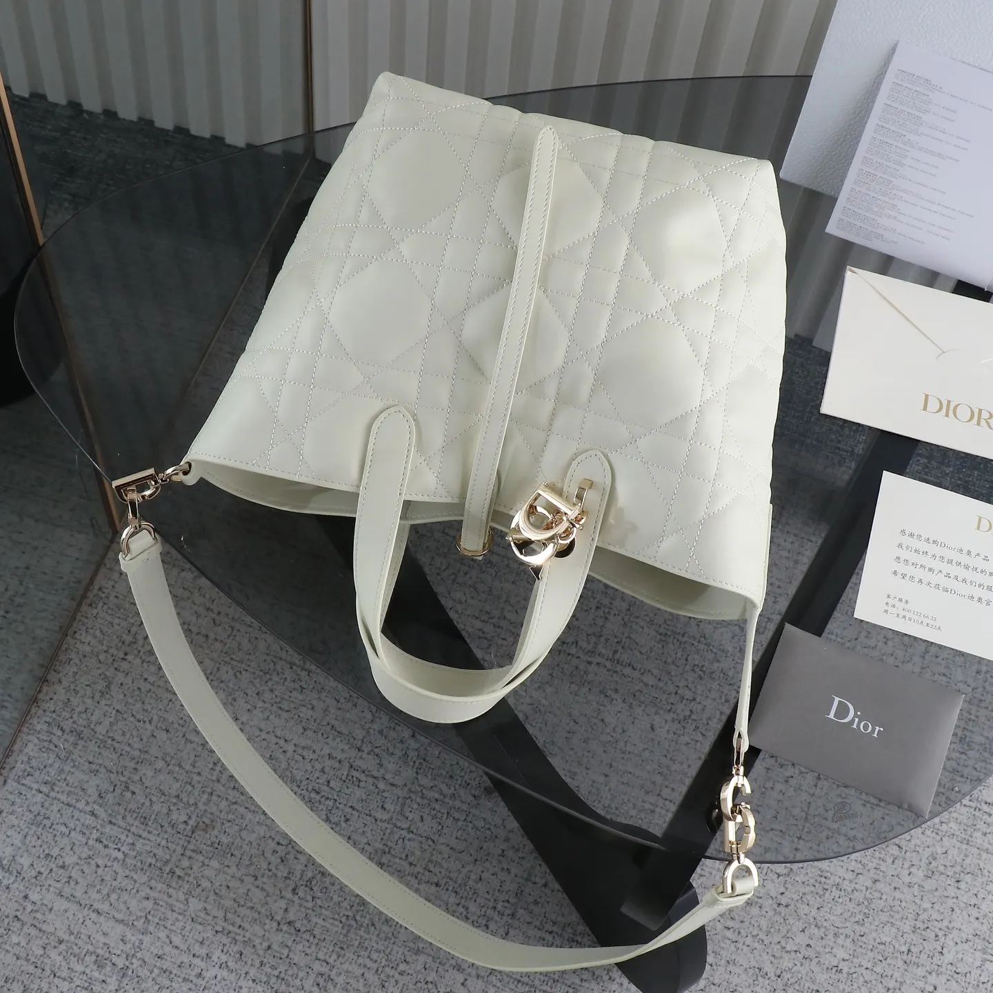 Dior Toujours 白色 皮革 手提包
