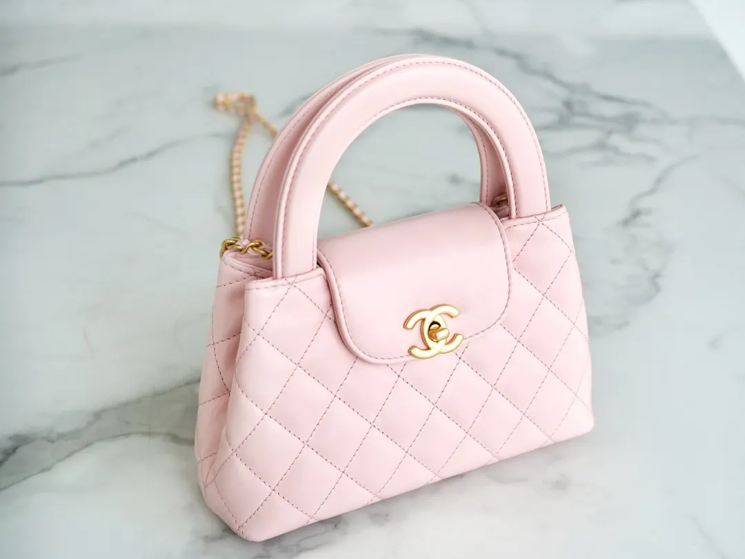 CHANEL 黑色 粉色 羊皮 手提包 通勤手提款