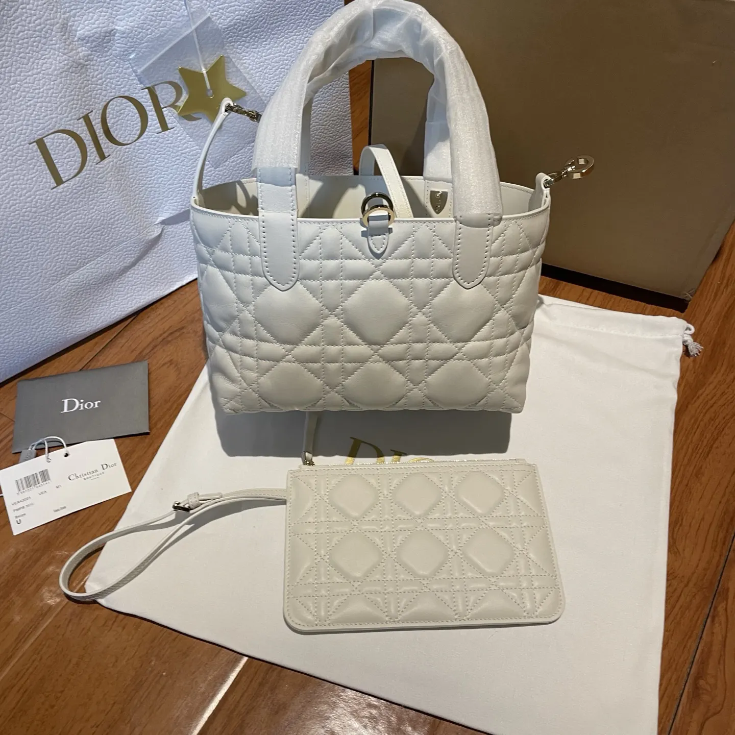 Dior 白色 奶白 牛皮 水桶包 休閒水桶款