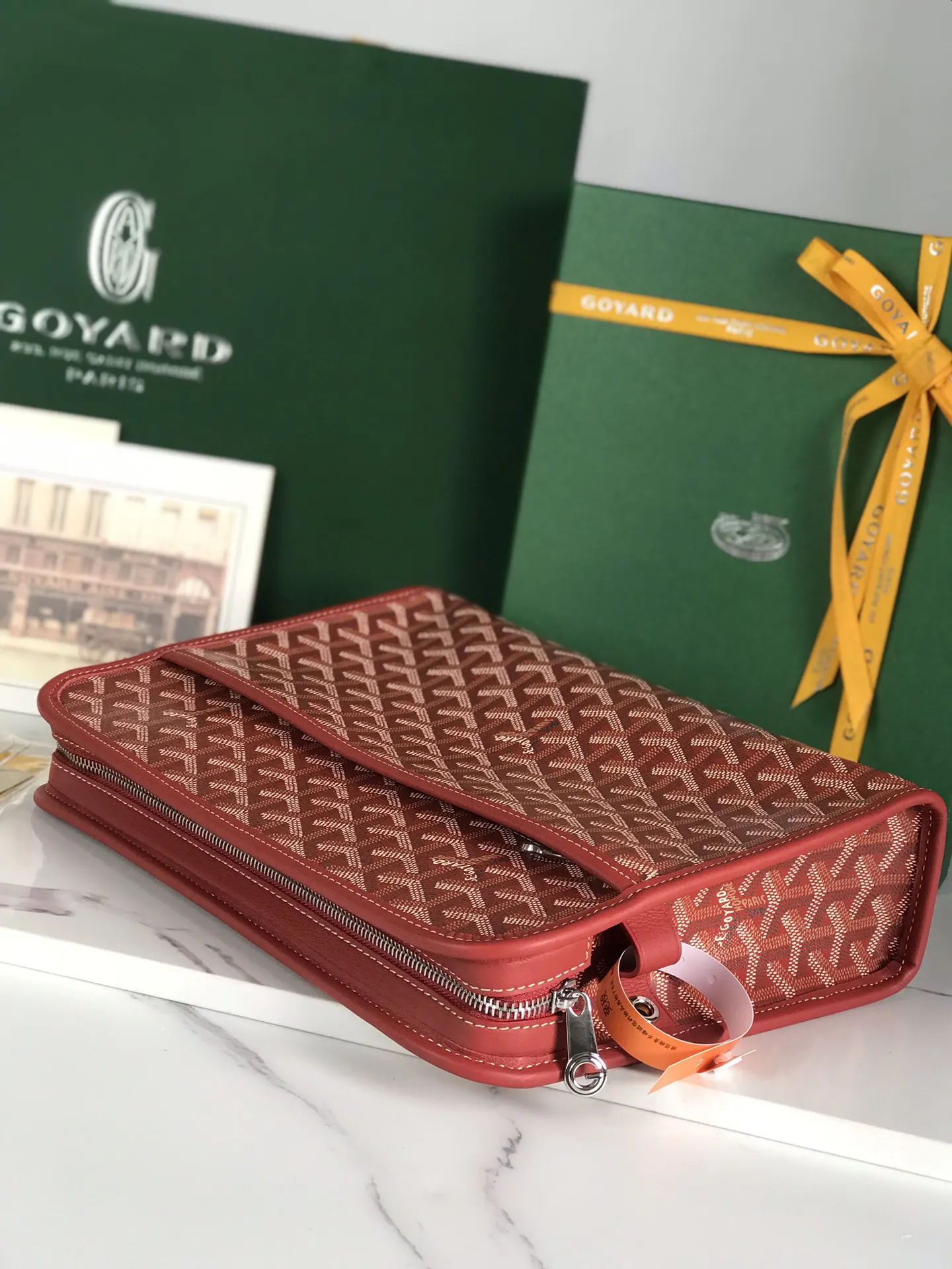 Goyard 黃色 牛皮 手拿包 精致手拿款