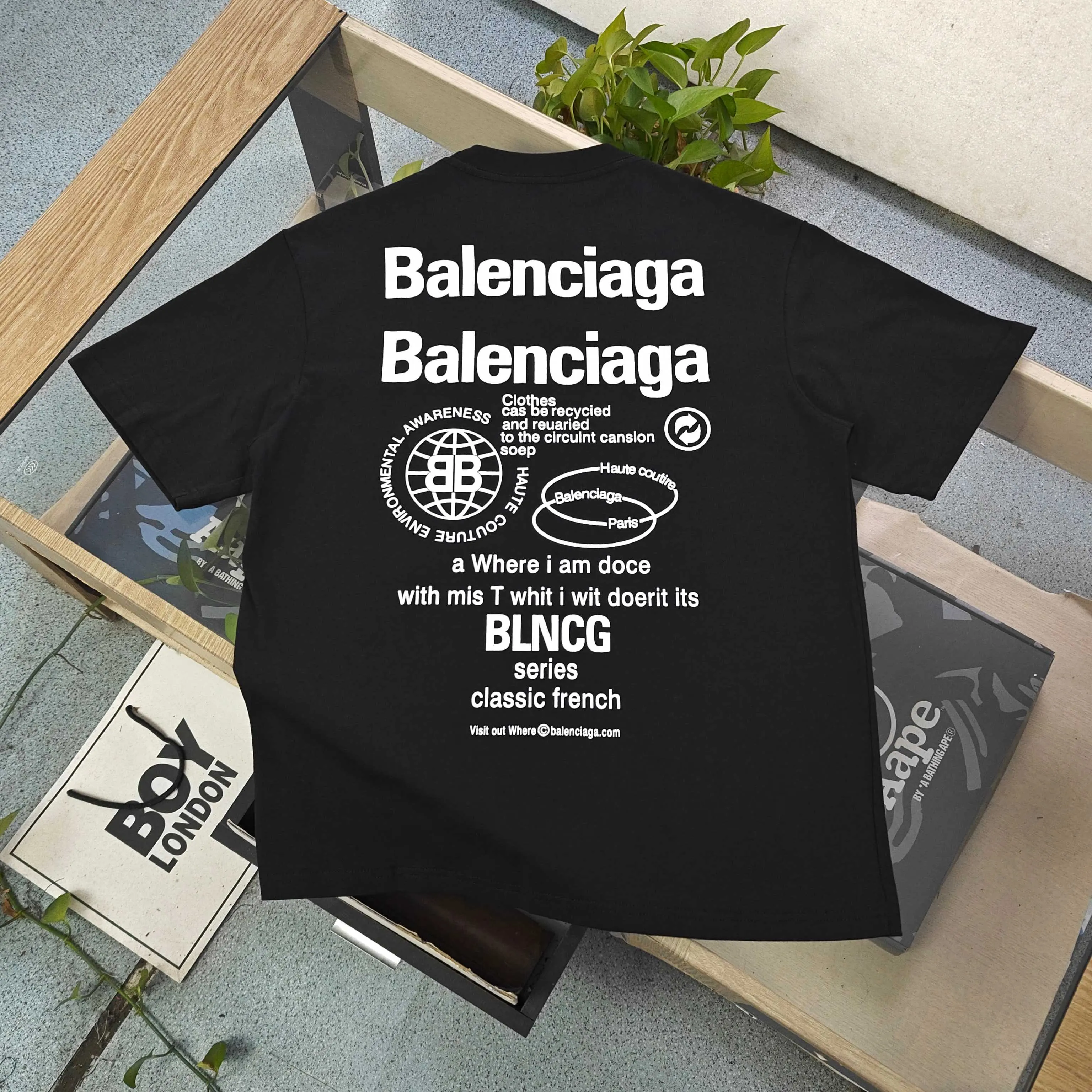 Balenciaga 黑色 纯棉 Logo 短袖T恤
