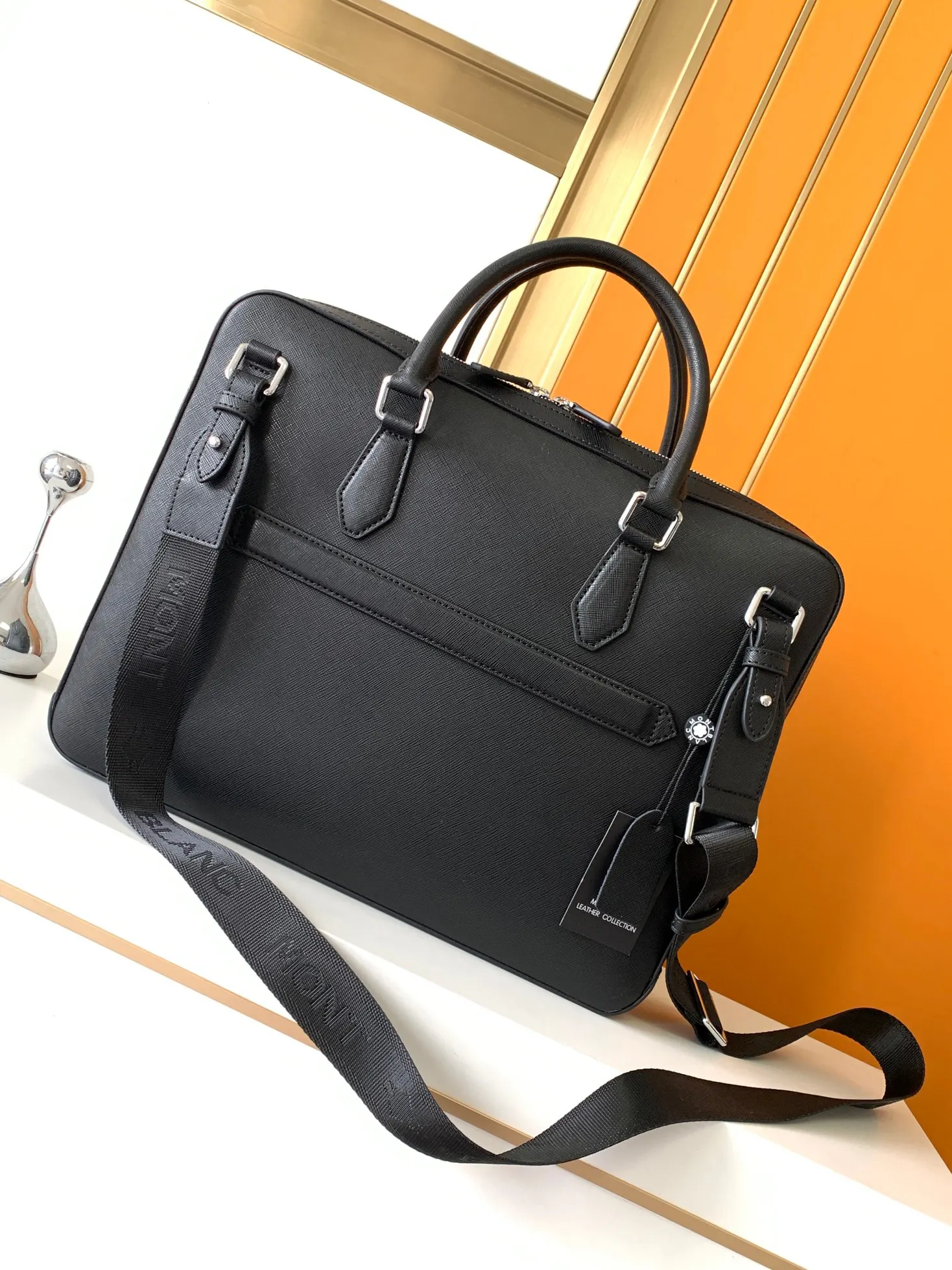 Black Briefcase Business Commuter Leather
