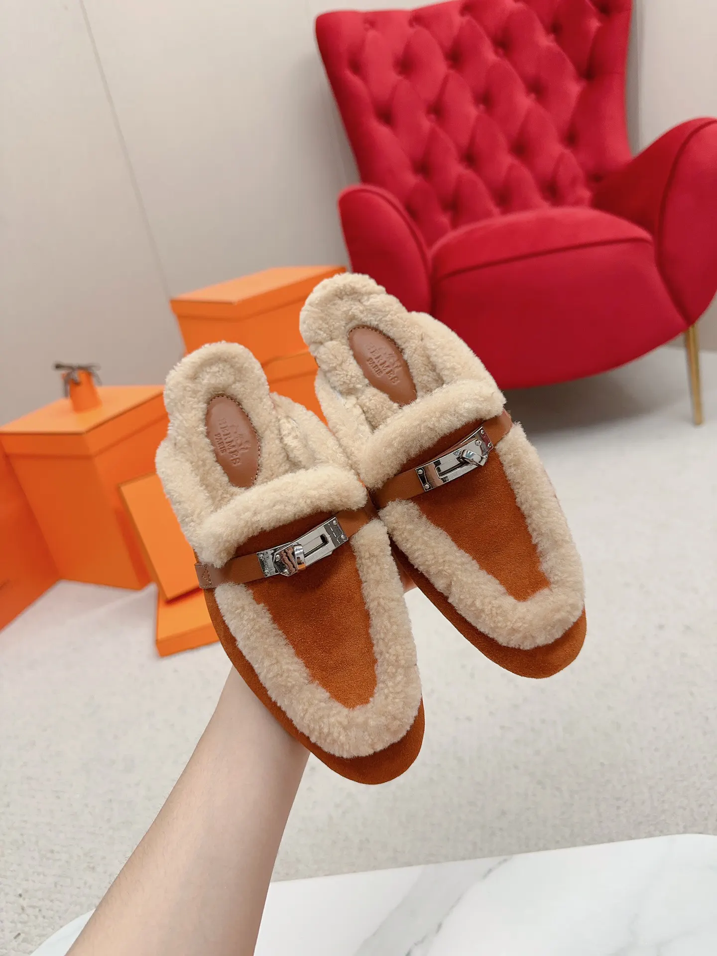 Hermès 小牛皮 拖鞋 舒适