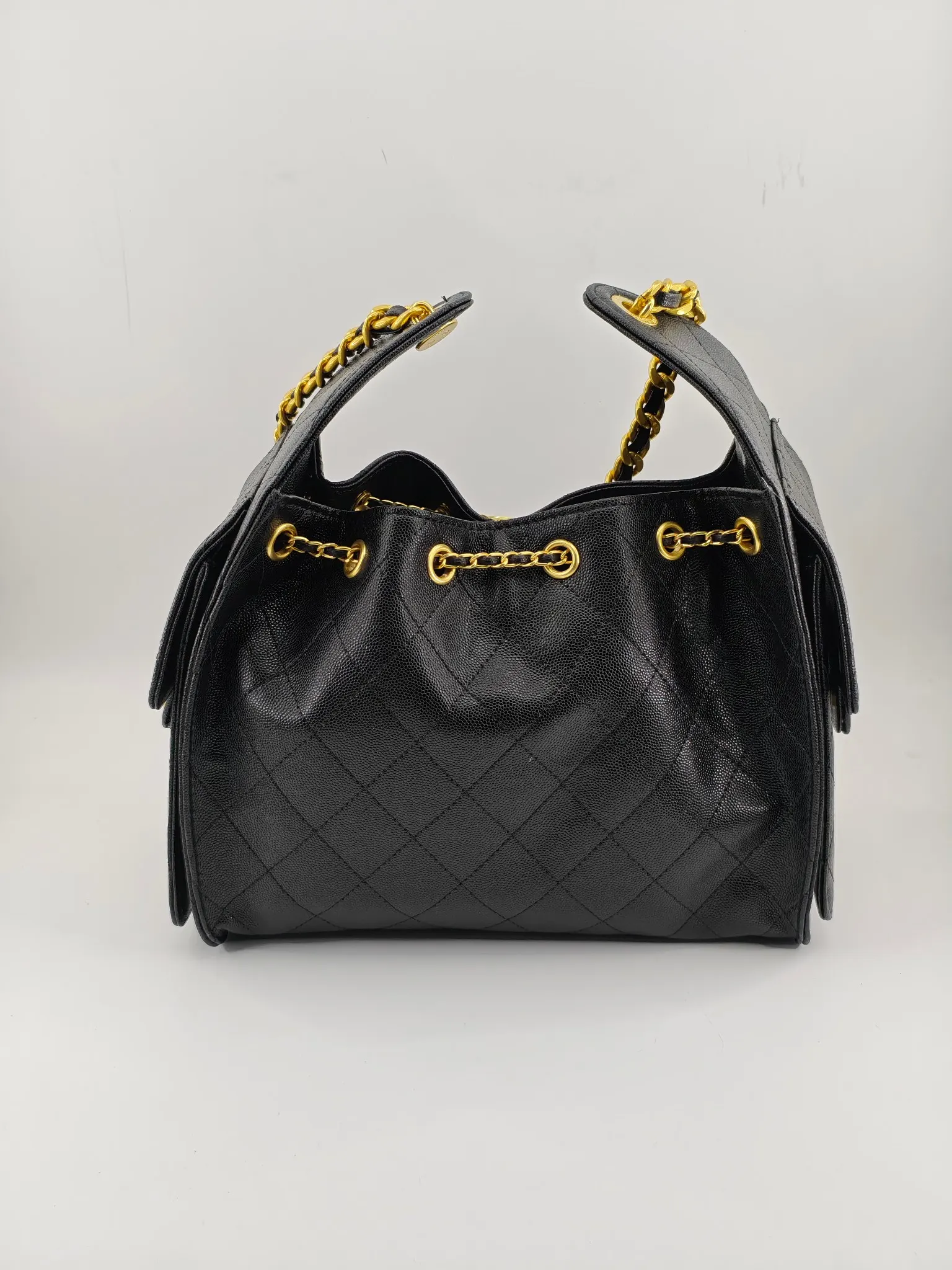 Chanel Black Hobo Shoulder Bag Vintage Leather