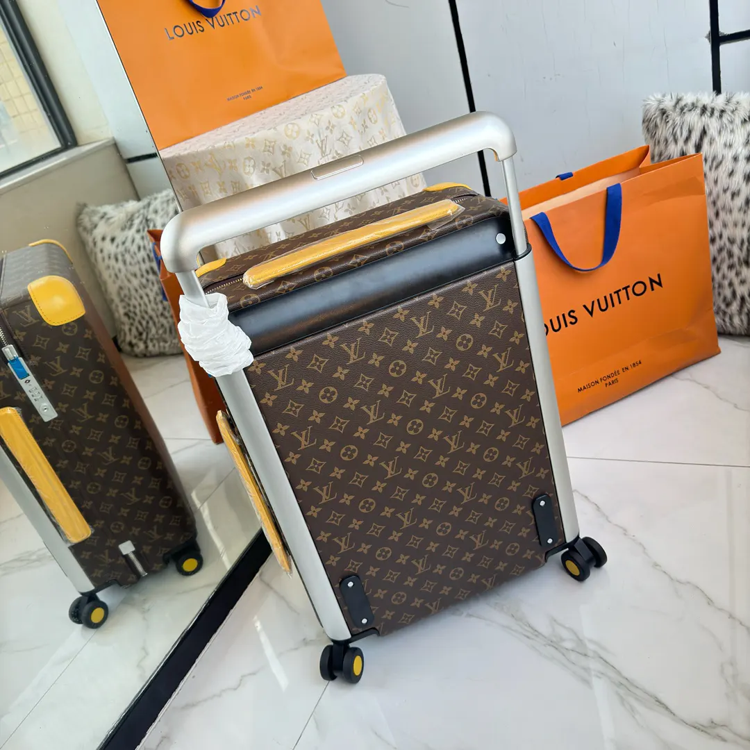 LV 棕色 老花 帆布 ｜ 版 登机行李箱 四轮 旅行拉杆款 輕便出行款