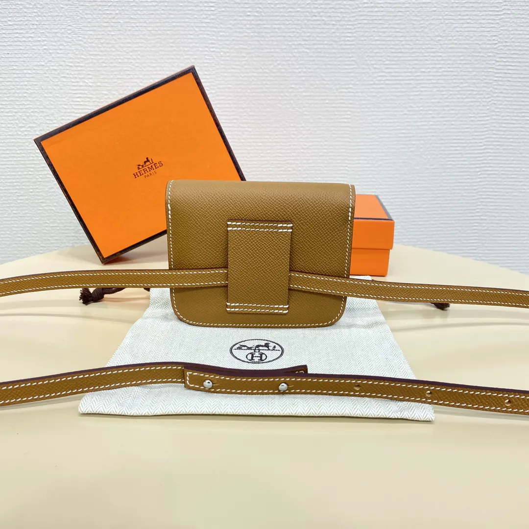 土黄 手工蜡线 土黄银扣 Constance Slim 珐 腰包 休闲腰包款