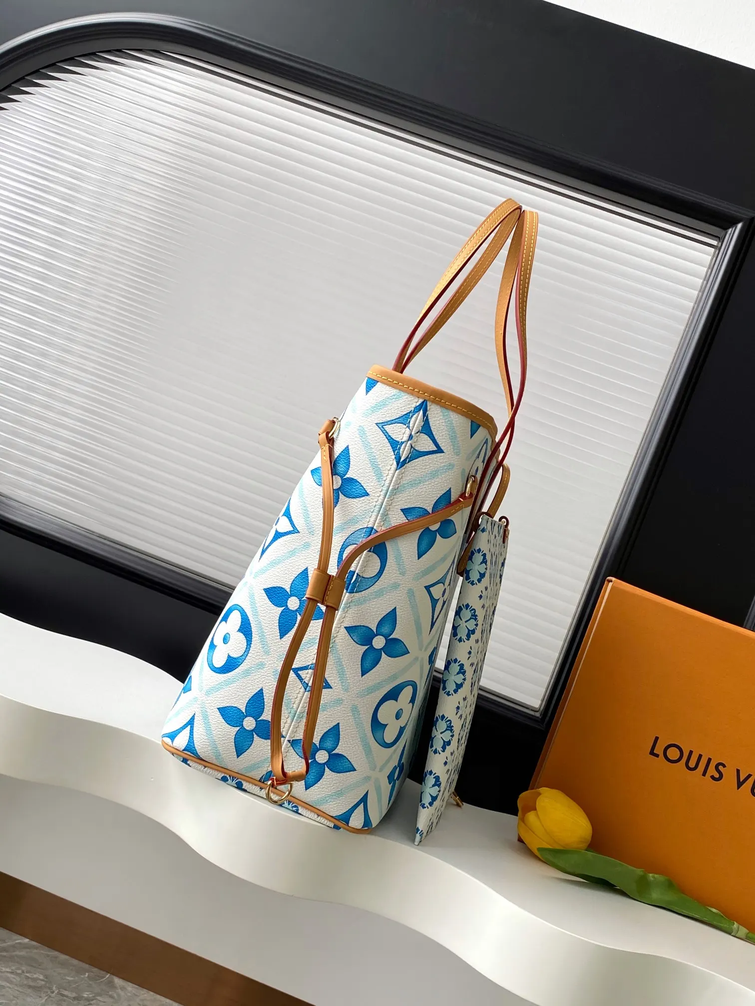 LV Neverfull 蓝色 红色 帆布 托特包 大容量托特款