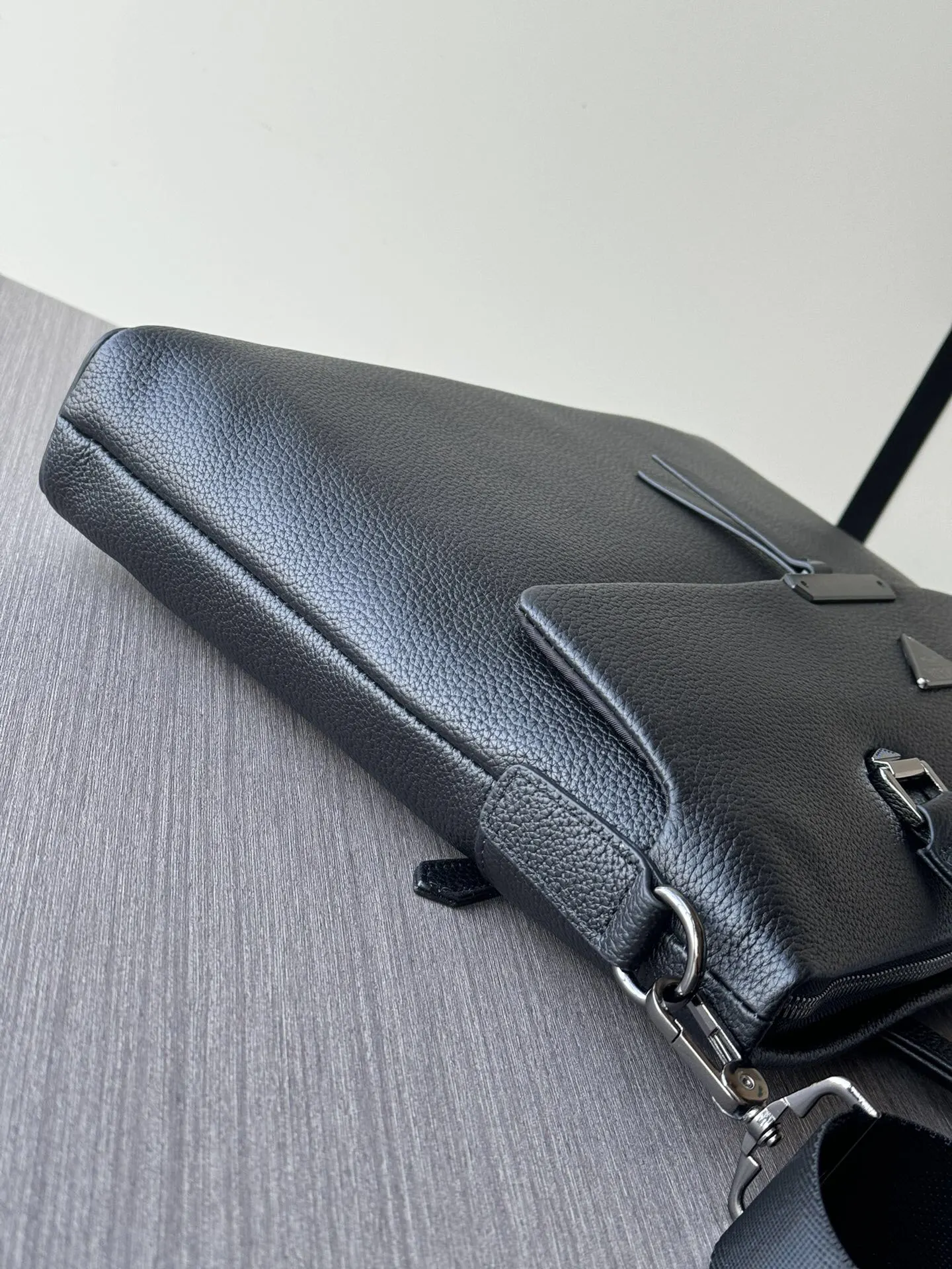 Prada Black Briefcase Business Commuter Leather