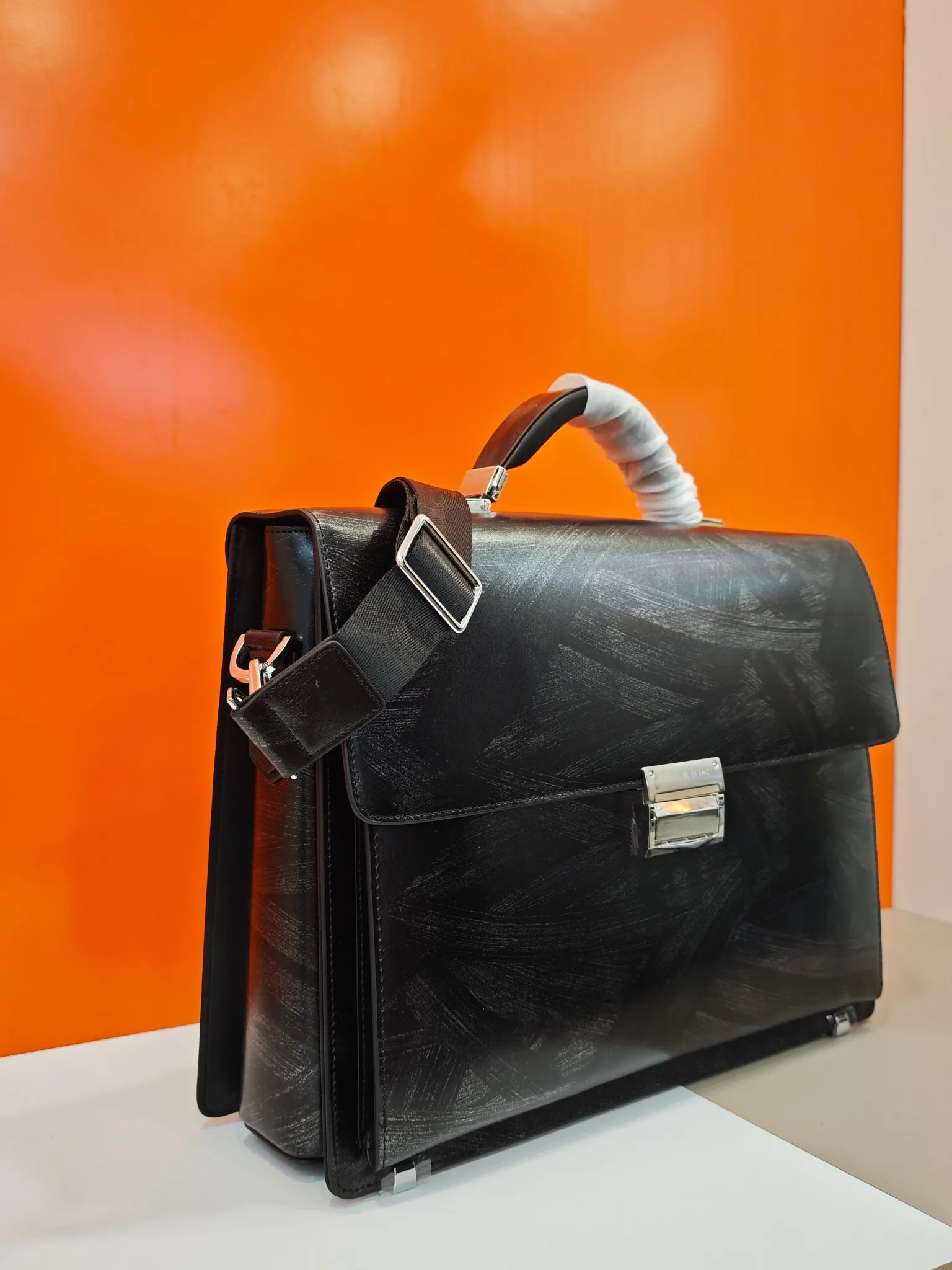 Black Briefcase Business Commuter Leather