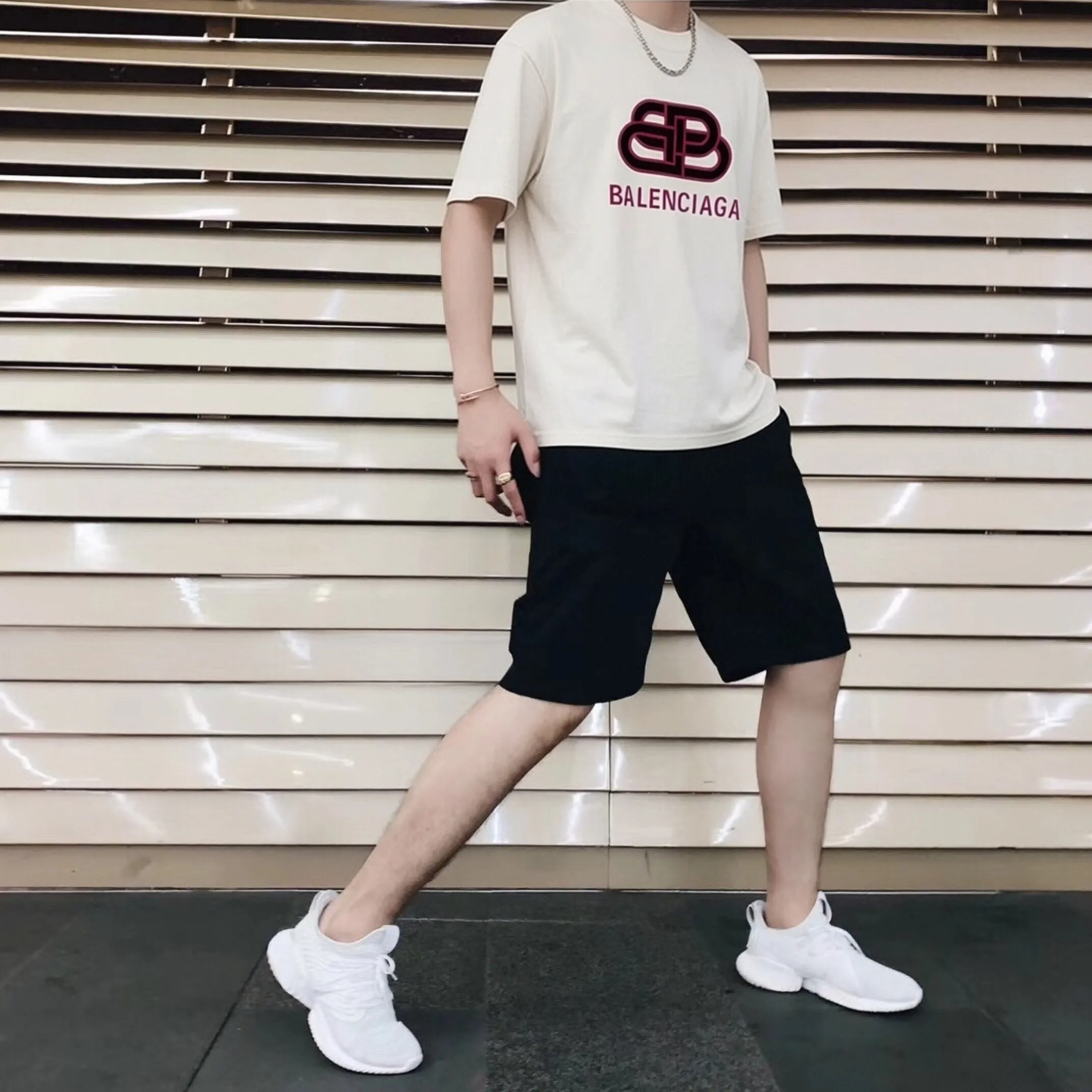 Balenciaga Black Logo Short Sleeve T-Shirt Street