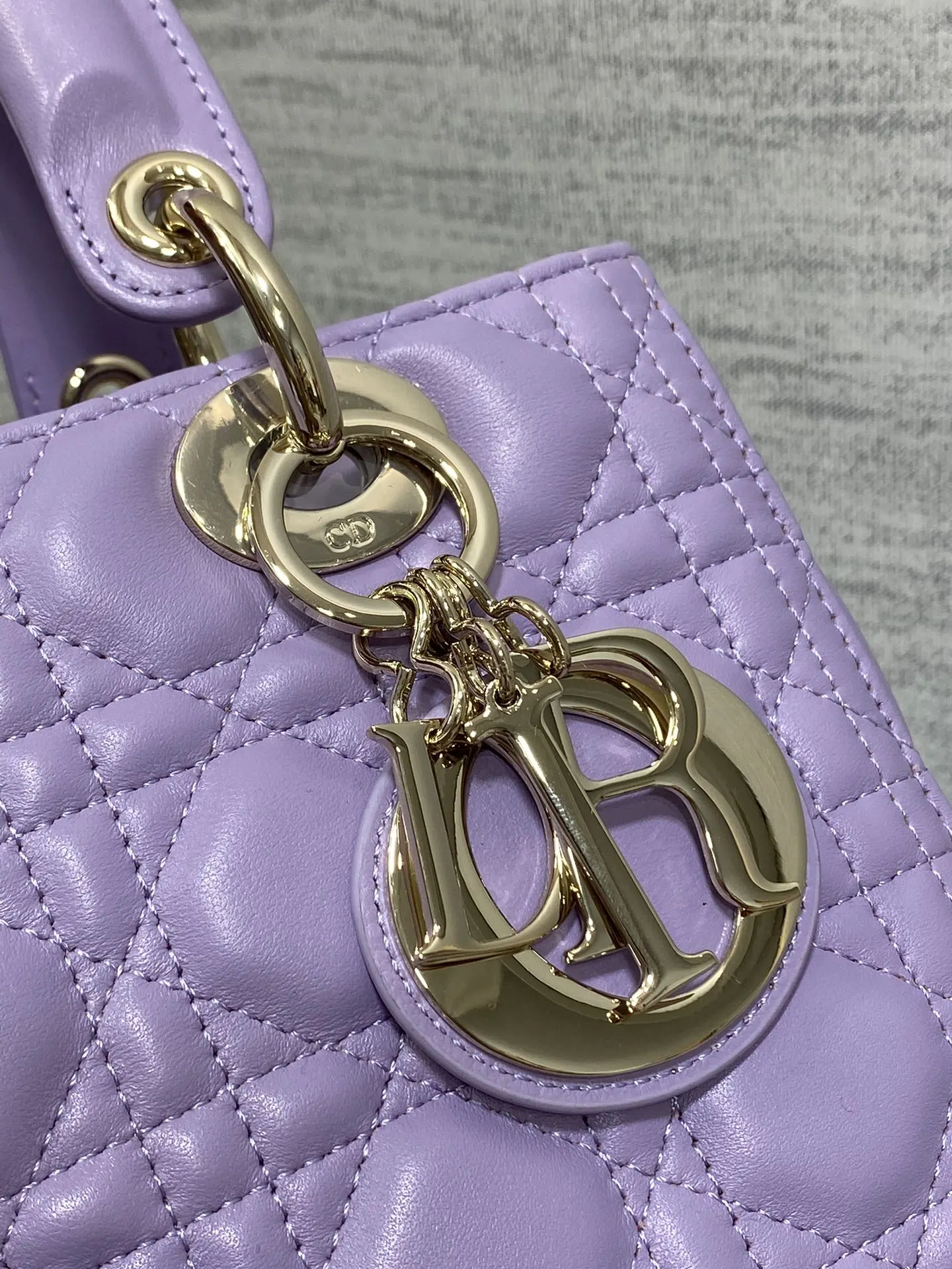 Dior 羊皮 进口 羊皮戴妃包梦幻紫 羊筋绒 手提包 通勤手提款