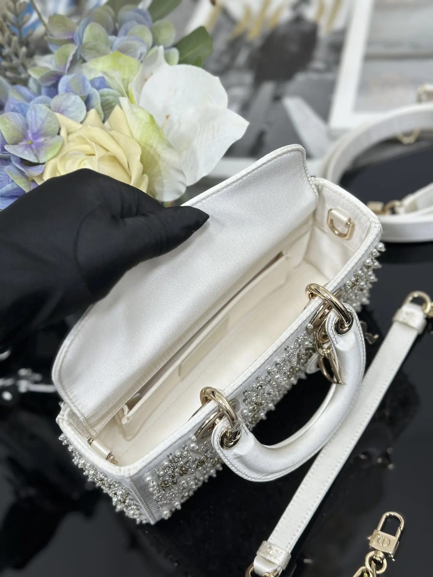 Dior 白色 金色 皮革 链条包 精致链条款