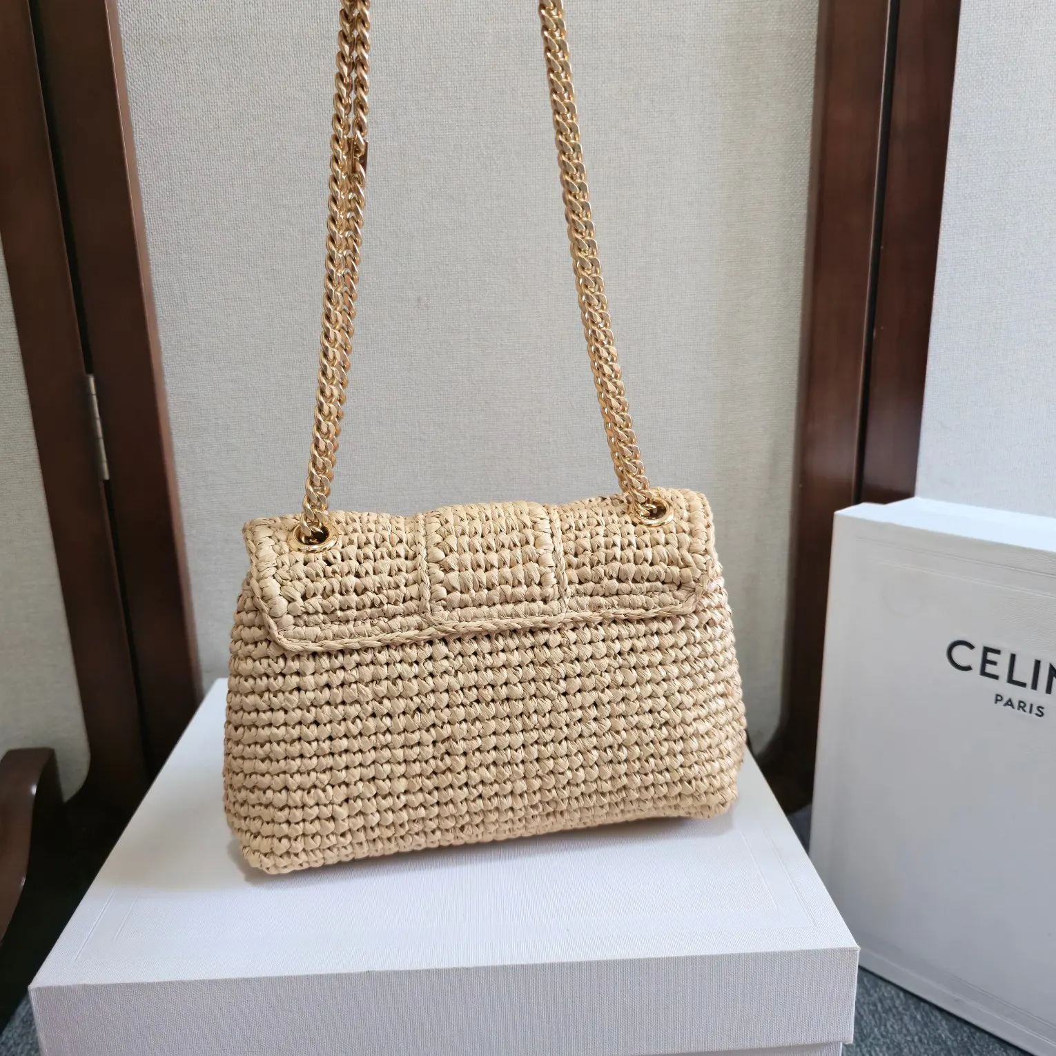 Celine Triomphe 金色 小牛皮 链条包 精致链条款