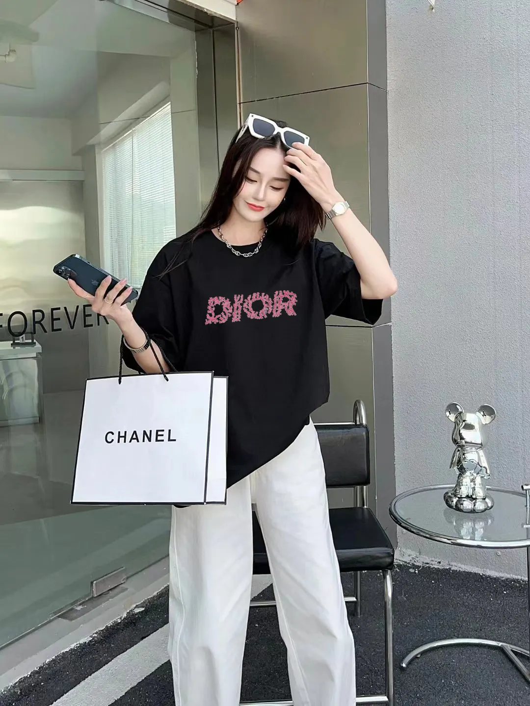 Dior 黑色/粉色 T恤