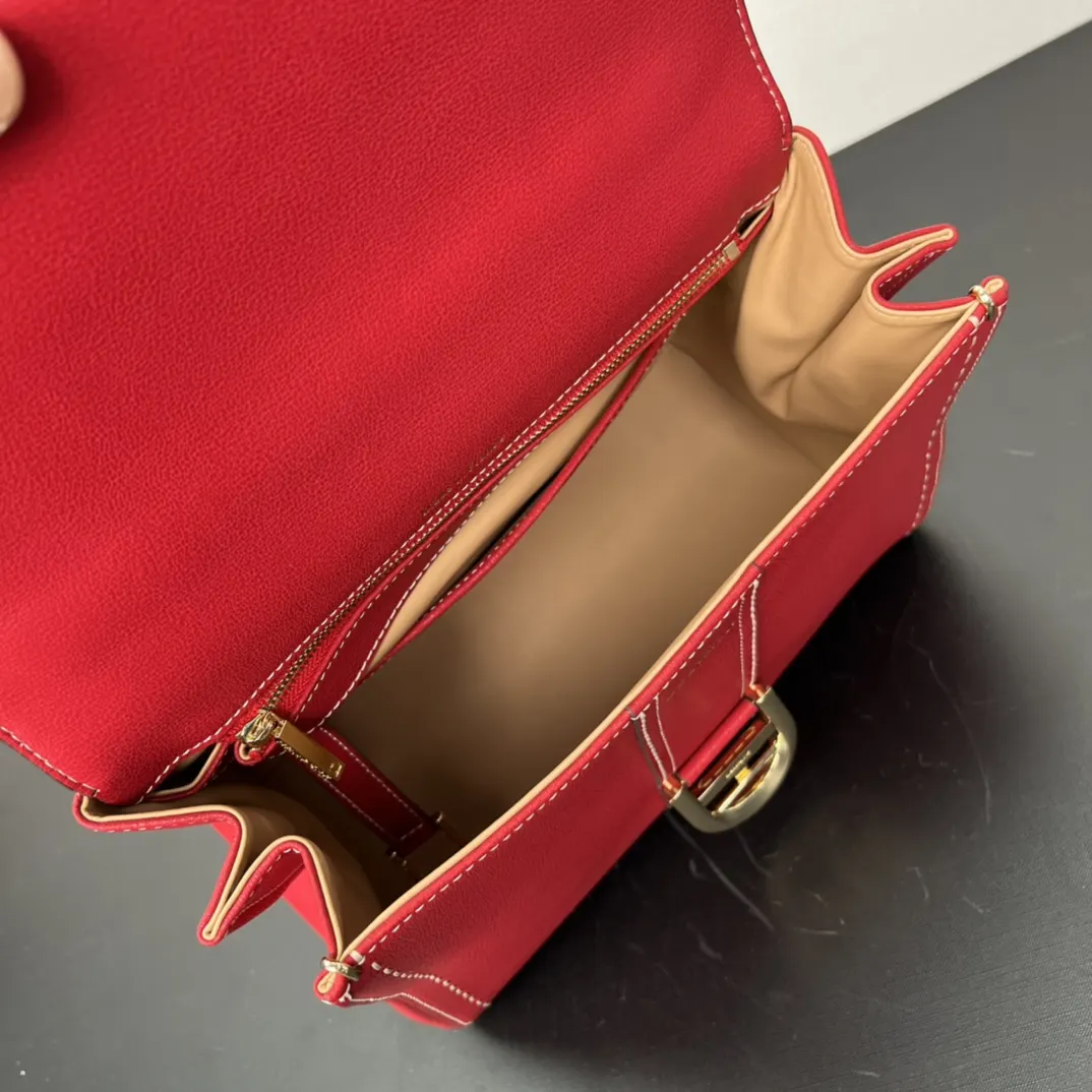 Delvaux 焦糖色 小牛皮 手提包 通勤手提款