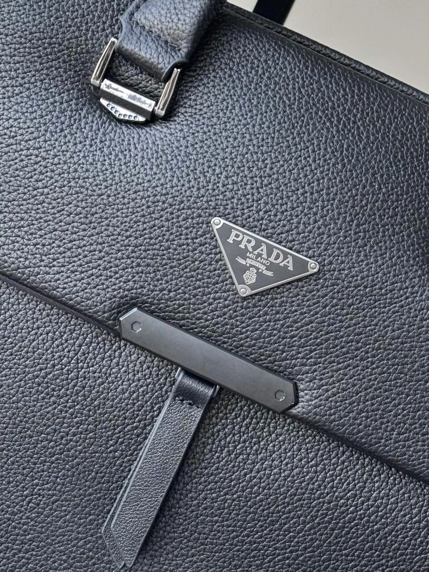 Prada Black Briefcase Business Commuter Leather