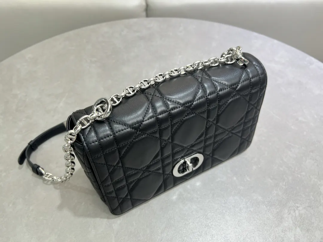 Dior Caro 黑色羊皮链条包 手提斜挎