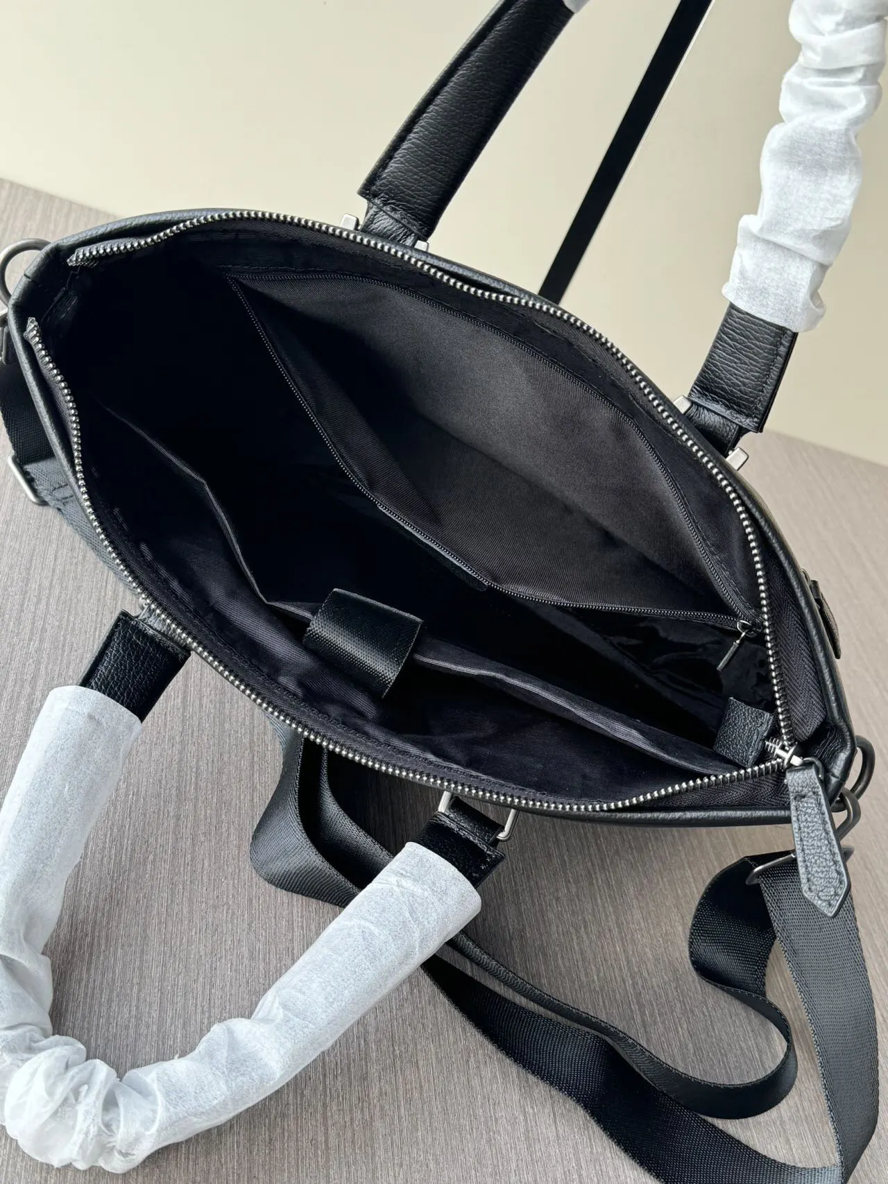 Prada Black Briefcase Business Commuter Leather