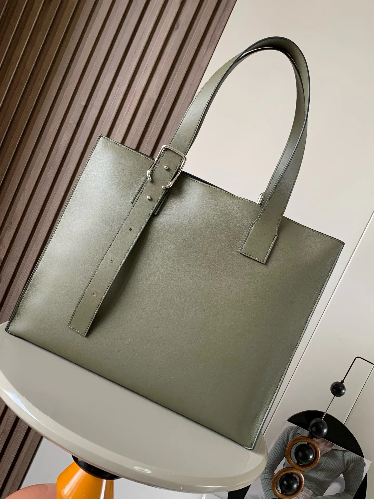 Green Tote Bag Classic Leather