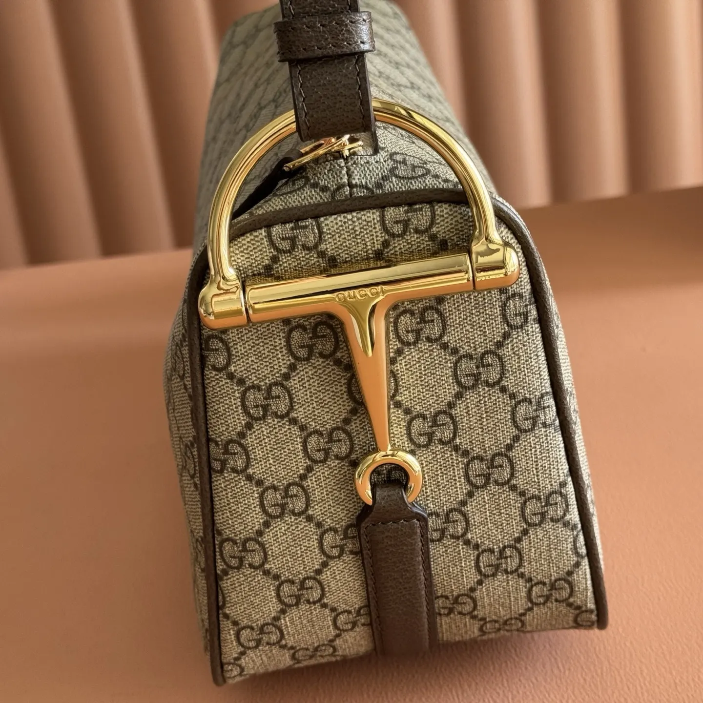 Gucci Brown Gold Hobo Shoulder Bag Vintage Leather