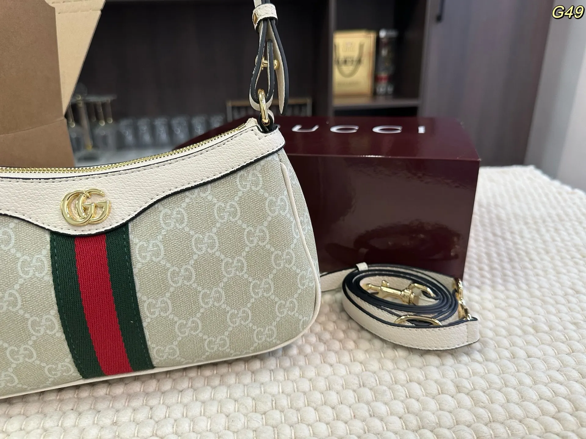 Gucci Monogram Hobo Shoulder Bag Vintage